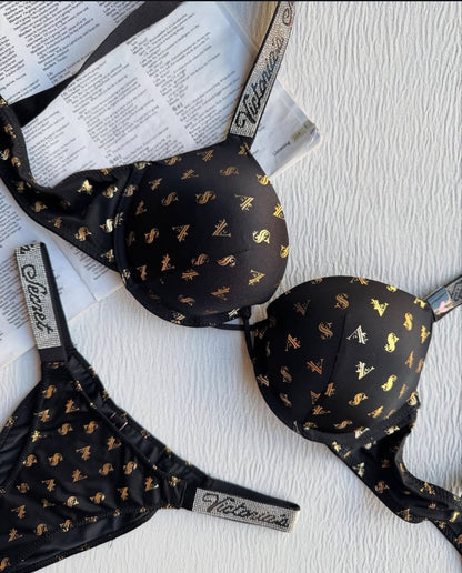 Victoria secret push up rhinestone bra with panty Underwear